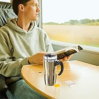 Vista 16 de Oggi Multigrip Stainless Steel Thermal Travel Mug - 16oz, with slide open lid for hot and cold beverages.