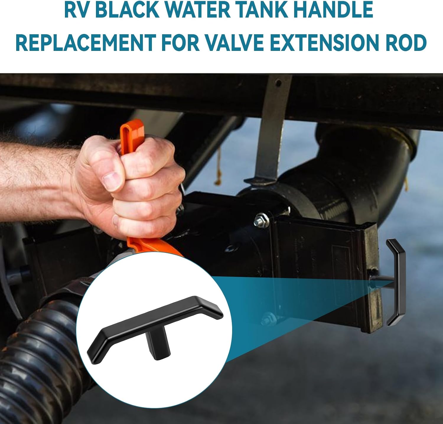 Alocs RV Black Waste Tank Valve Handle Replacement – RV Sewer Valve Handle Replacement for Camper Waste Valve Extension Rod, RV Tank Pull Handle Replacement Forest River (3 Pack)