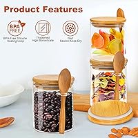 Vista 3 de Tarro de vidrio con tapas de bambú, recipientes de avena durante la noche con tapas, recipientes de vidrio para almacenamiento de alimentos