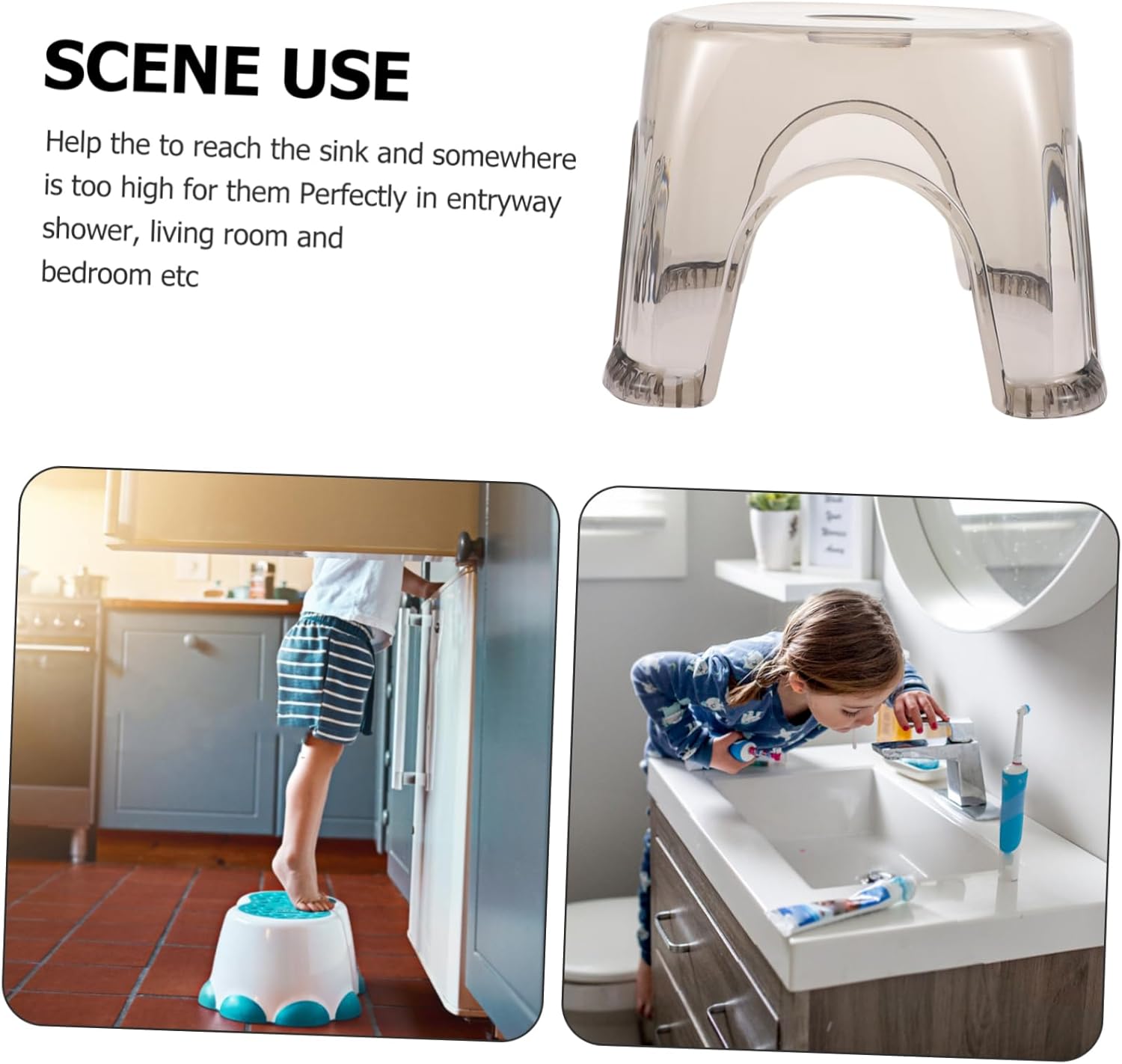 2pcs Small Plastic Step Stool for Boy Girl Lightweight Household Foot Stool for Daily Use Kitchen Bathroom and Bedroom Non-Slip Design and Portable