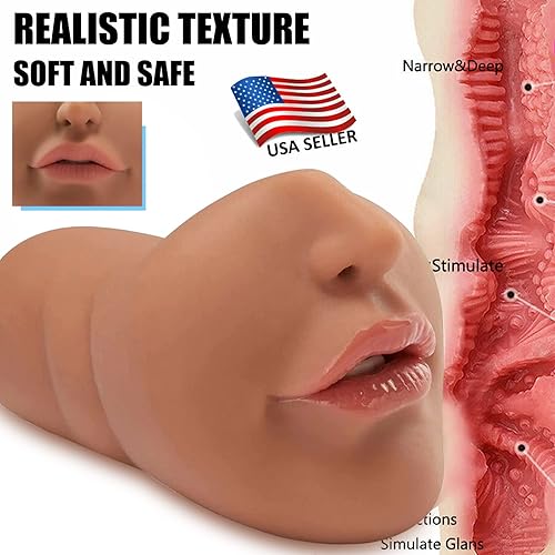 Miniatura 2 de Masturbador masculino realista con bolsillo en la boca y coño mamada Stroker Cup Vagina realista Juguetes sexuales para hombres sexo oral