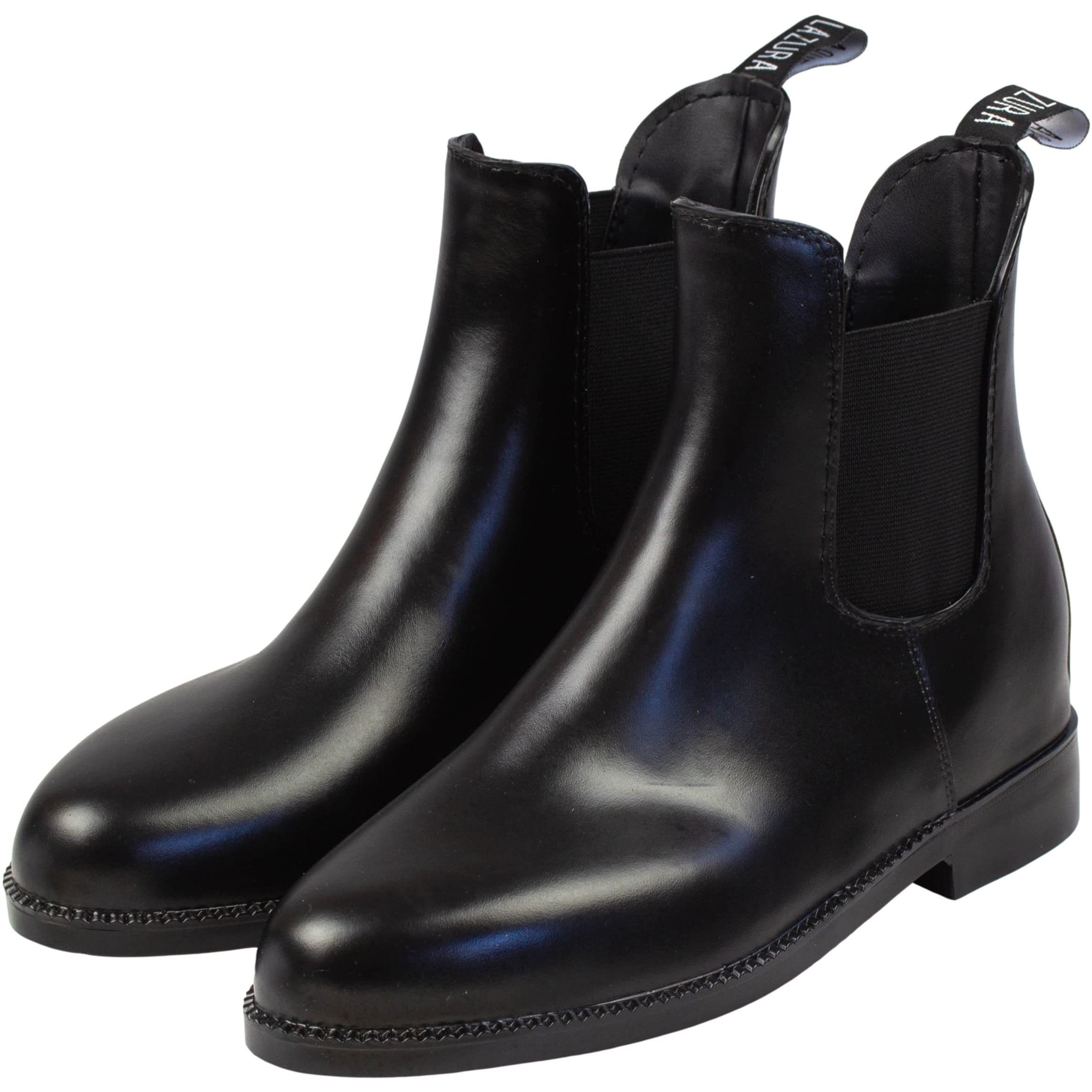 Lazura - Jodhpur Reitstiefelette Basic | Kinder, Herren & Damen Stiefeletten | mit Elastikeinsatz & Pull-On | schwarze Chelsea Boots aus Kunstleder | Reitschuhe in Größe 28-45