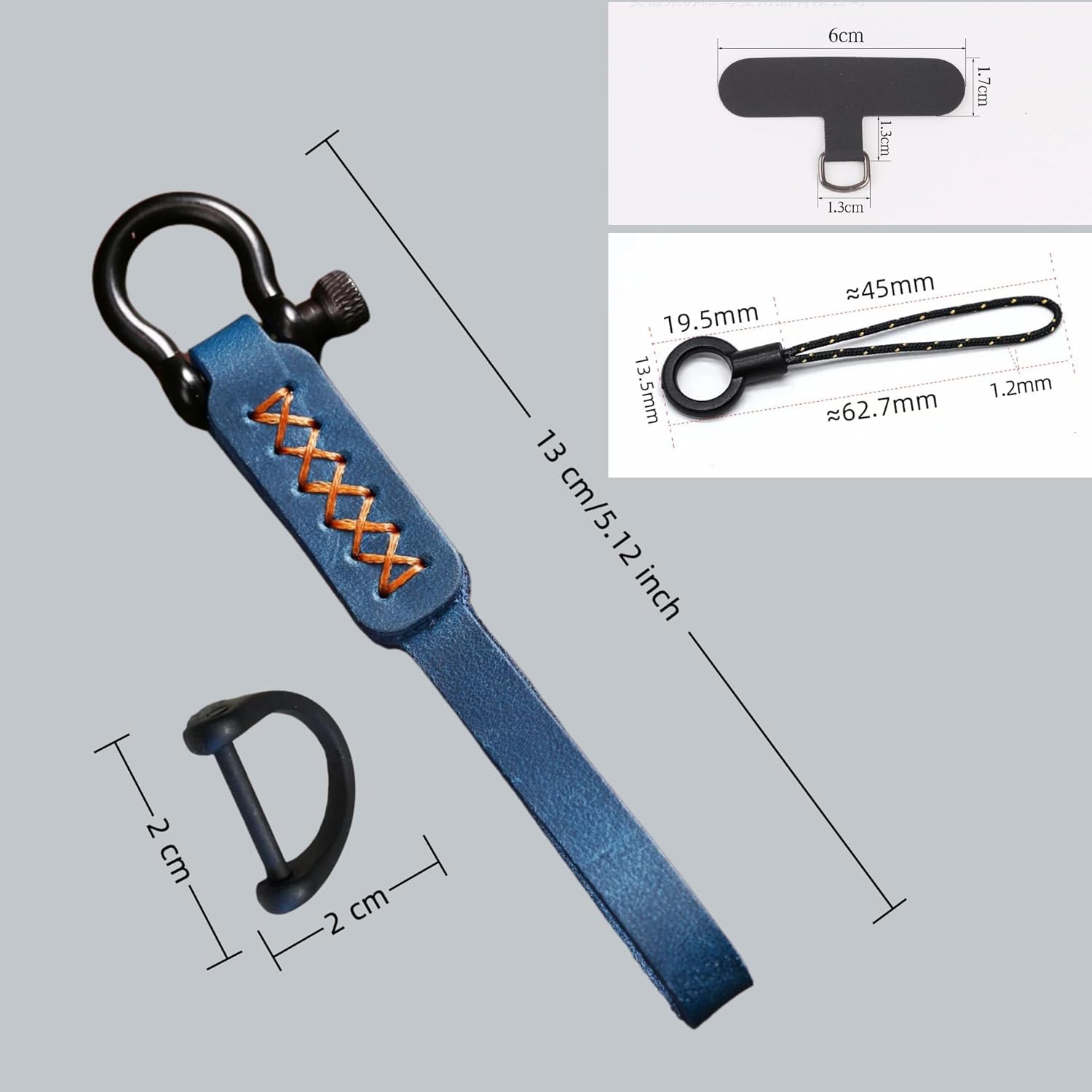 Vintage Cowhide Leather Car Keychain - Blue Leather Key Fob Holder with Gift Box,Durable Key Chain Rings and Accessories for Women and Men - Image 4