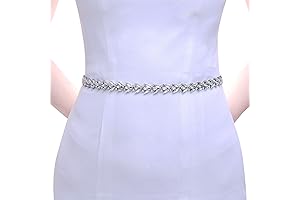 Rhinestone Wedding Belt Thin Silver Bridesmaid Dress Belt