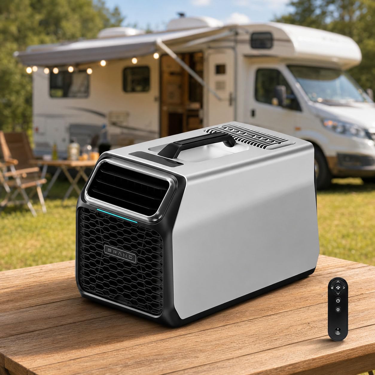 Portable Air Conditioner,3500 BTU Camping Air Conditioner with True Compressor Cooling,Built-in Dehumidifier,Sleep Mode & Remote Control,Portable AC Unit for Tent,RV,Indoor & Outdoor Use Silver