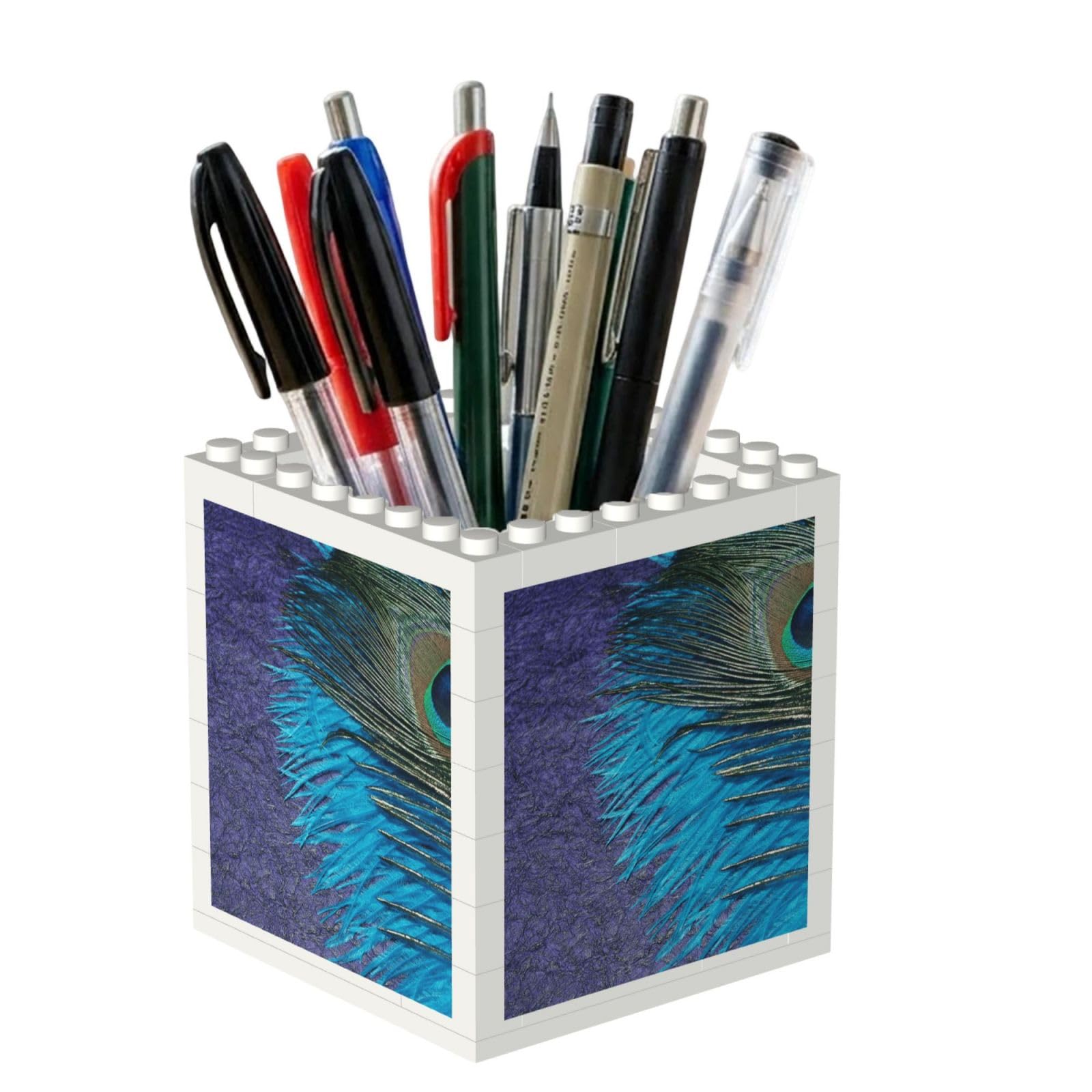 Poadnly Purple And Teal Peacock, Pen Pot Pencil Holder for Office Home School, Compact Desk Organiser for Office Stationery