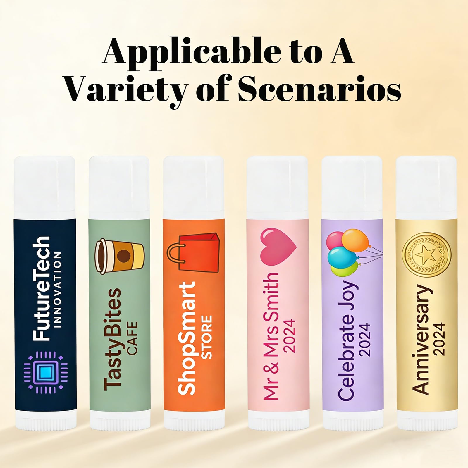 Baume à lèvres personnalisé en vrac avec logo Chapstick personnalisé, articles promotionnels pour cadeaux d'affaires, mariage et événement (100 pièces)