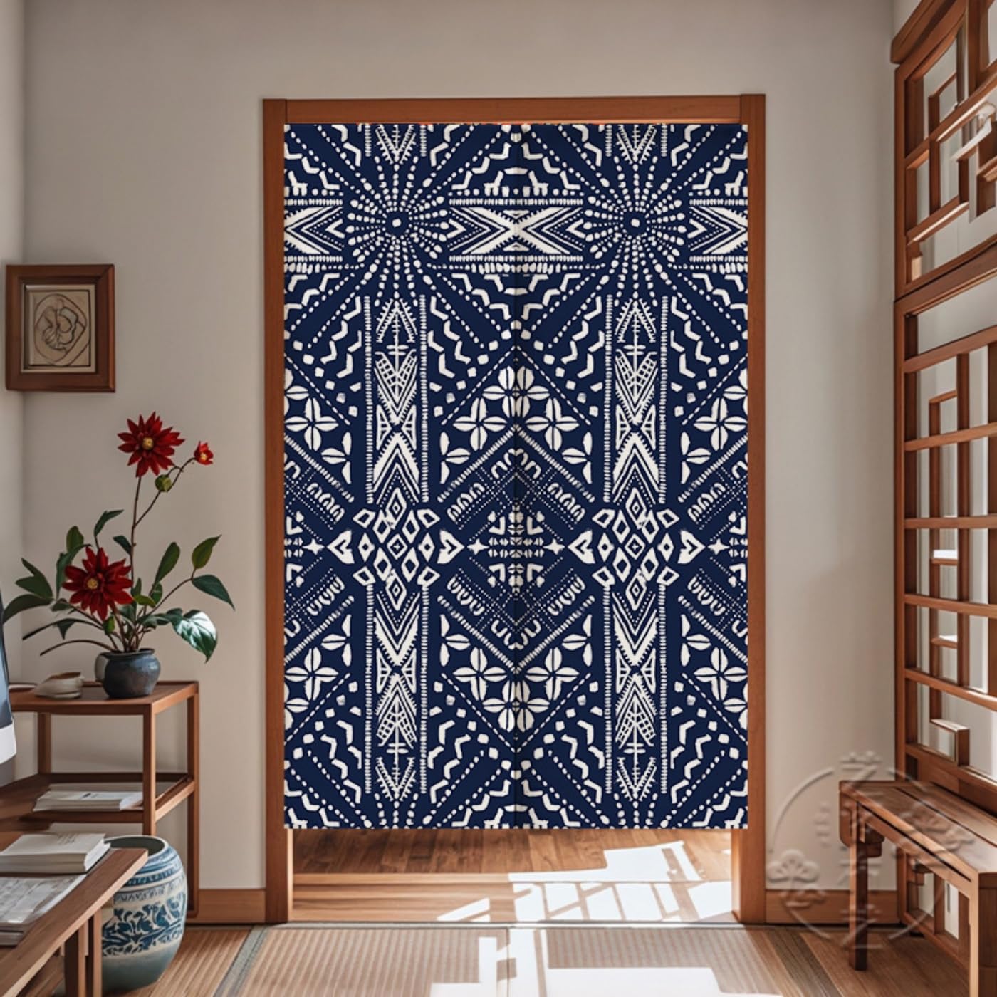 Guest Ruyunlai M11 Blue Pattern Japanese Noren Doorway Curtain, 90X150cm