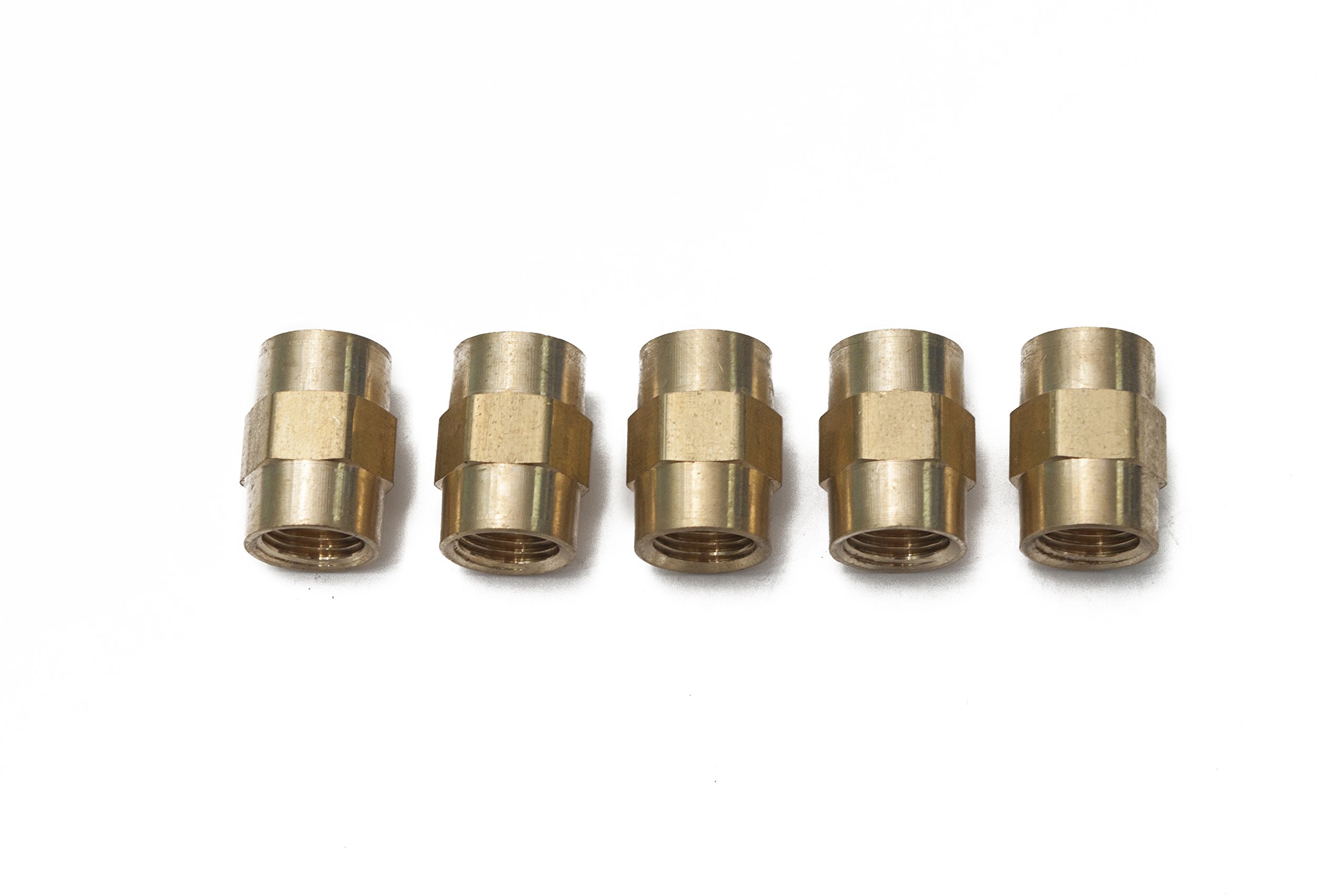 LTWFITTING Brass Pipe Fitting Coupling Coupler 1/8 x 1/8 Inch Female NPT FNPT FPT Pipe Water Boat(Pack of 5)