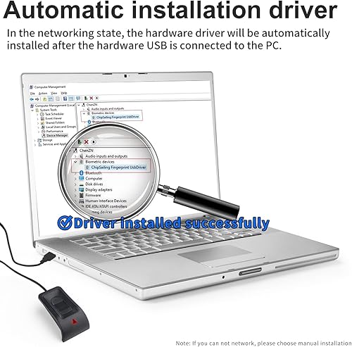 Miniatura 6 de Lector de huellas dactilares USB para Windows1011, instalación automática del controlador de Windows Hello con cable de extensión de 5 pies,