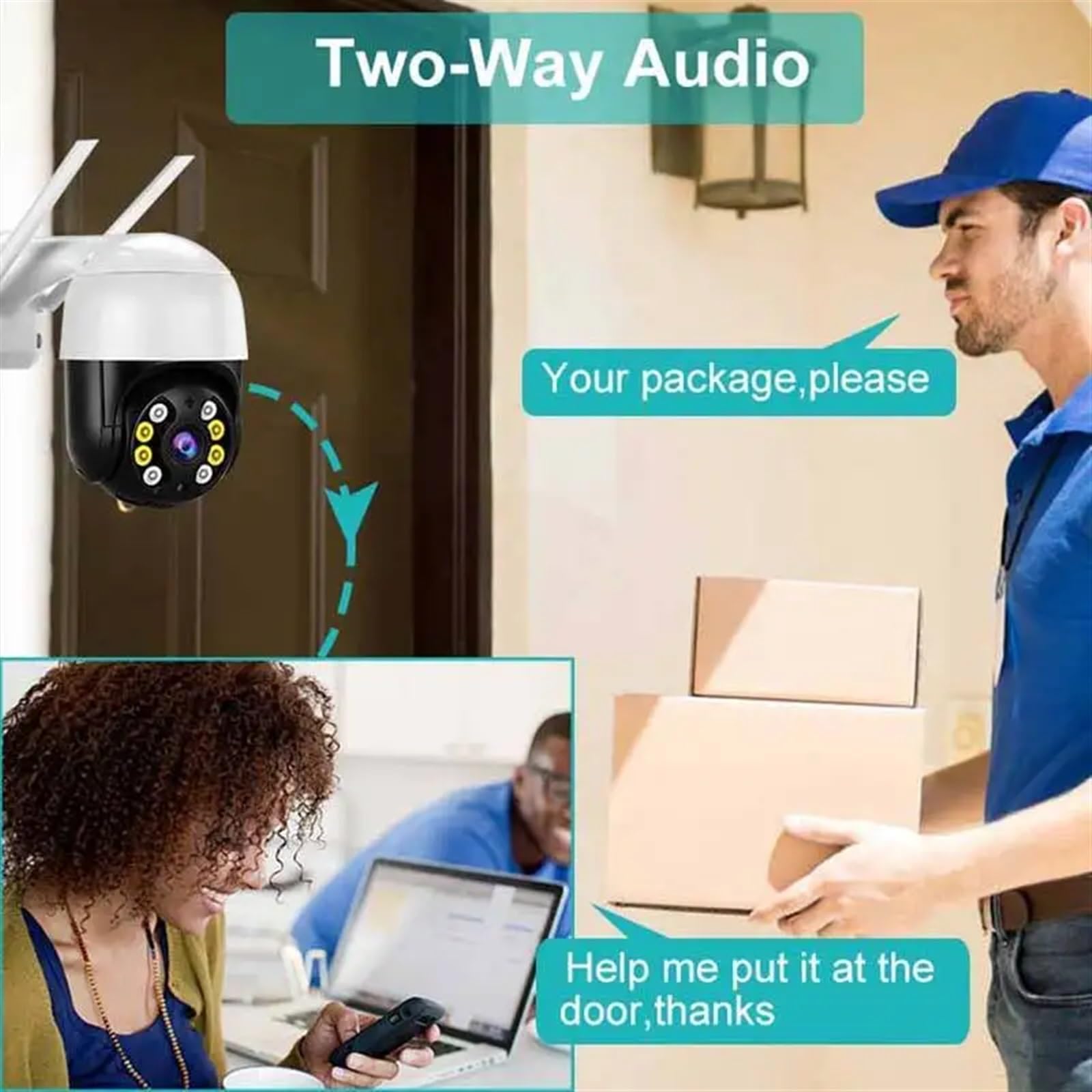 Kamera IP CCTV 4K 8MP Inteligentna kamera PTZ Wi-Fi 5x Zoom cyfrowy AI Wykrywanie człowieka Bezprzewodowa ochrona bezpieczeństwa w domu(2MP NO SD Card)