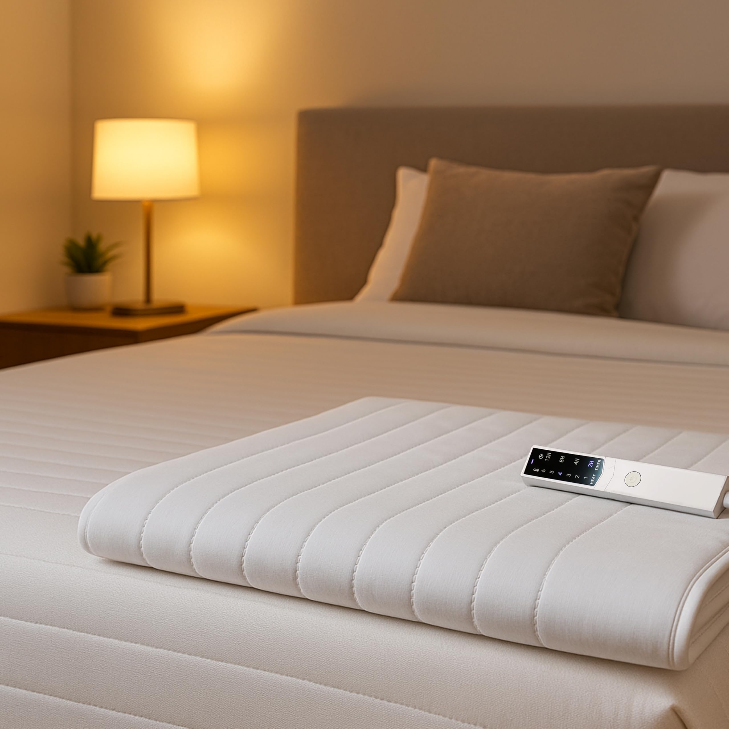 Coprimaterasso Elettrico Scaldaletto Made in Italy, Lavabile, Anallergico, 6 Temperature, 4 Timer, Lato Comando Personalizzabile, Sicuro e Confortevole (WHITE, 150X98)