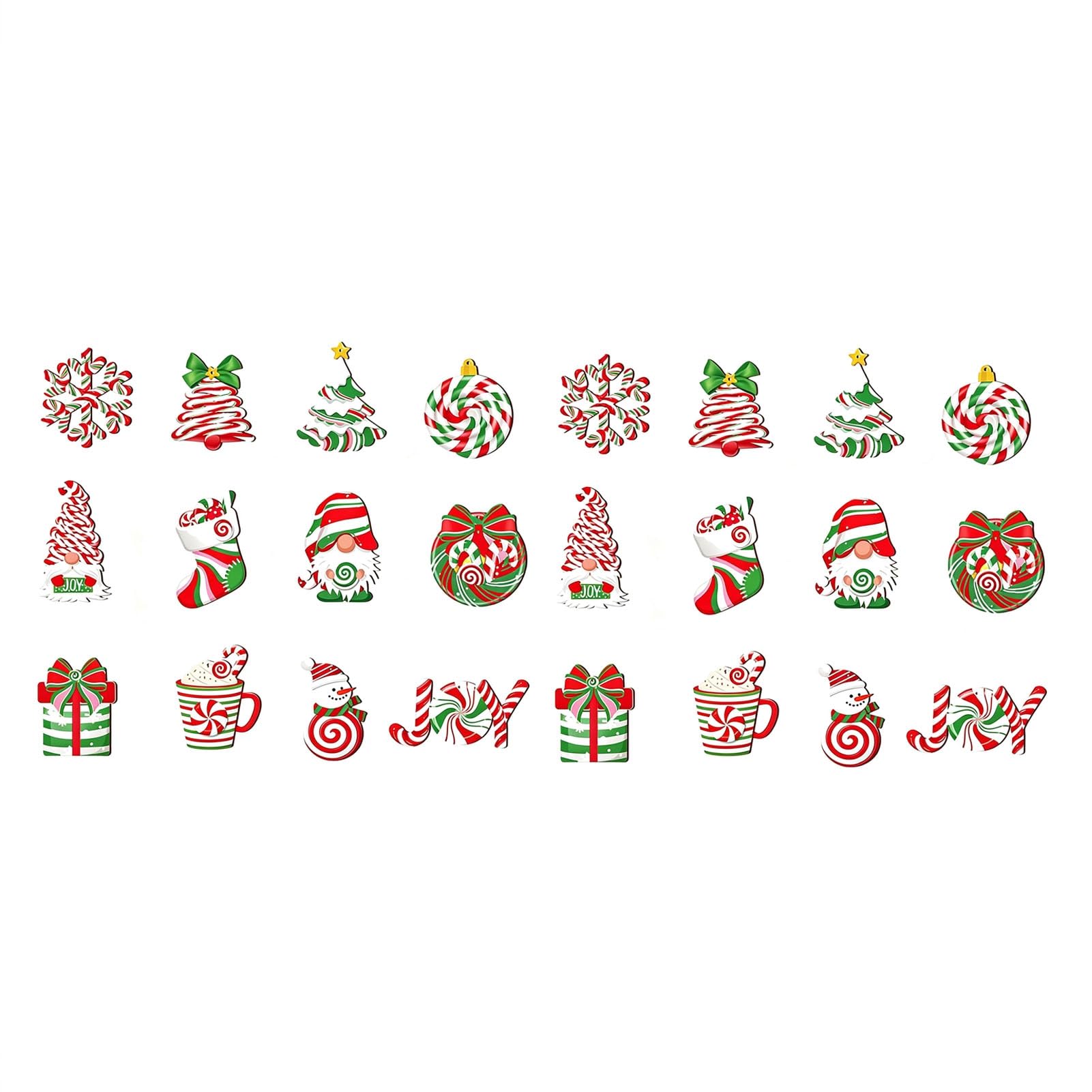 Christmas Wooden Ornaments Set, Striped Candy Cane Tree Decorations