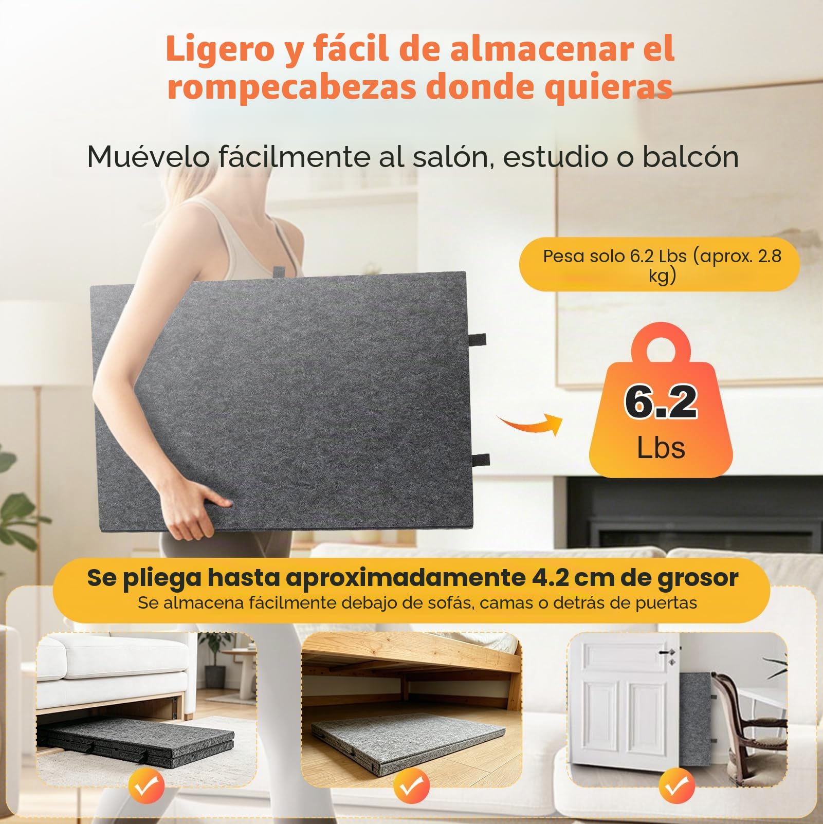 Tablero Puzzle Inclinable con Tapa, Mesa Portátil Puzzle para 1000 Piezas