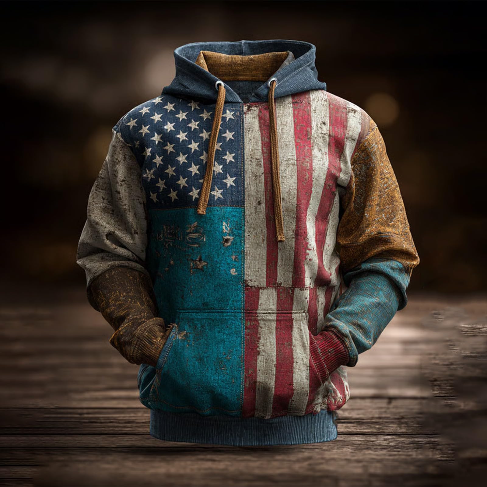 Sudaderas Hombre Deportivas Sudadera Informal con Capucha Y Bandera Estadounidense para Hombre, De Manga Larga, Mensaje Adoración A Dios, Estilo Retro, (Dark Blue, XXXXXL) Chaqueta