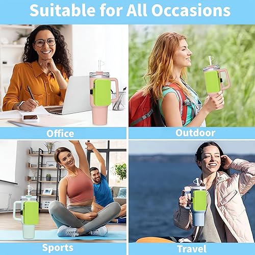 Miniatura 6 de Bolsa de silicona para botella de agua para Stanley, portador de vasos con bolsillo con cremallera para Stanley de 30 oz40 onzas e IceFlow 2030