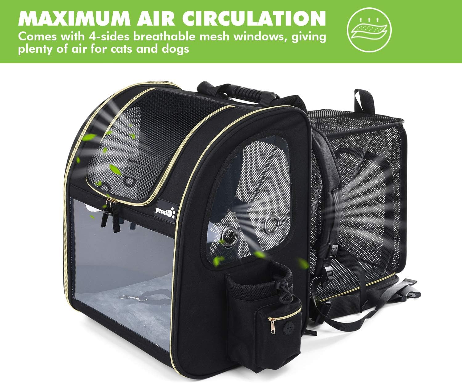 Pecute Pet Carrier Backpack Expandable,Portable Breathable Rucksack