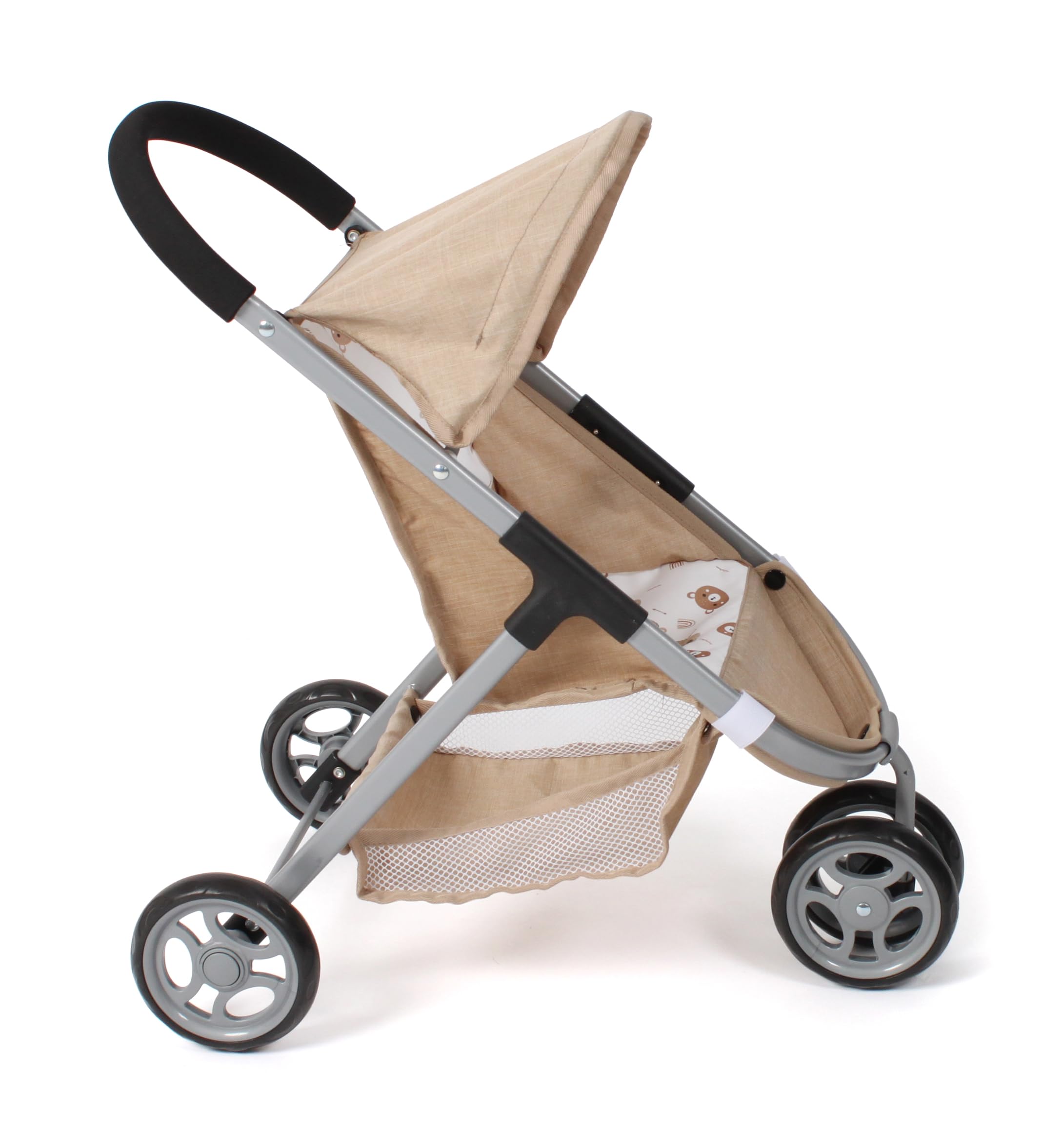 Bayer Chic 2000 Passeggino per bambole Speedy - Orsetto beige - Adatto per bambole fino a 46 cm - Altezza cursore 58 cm