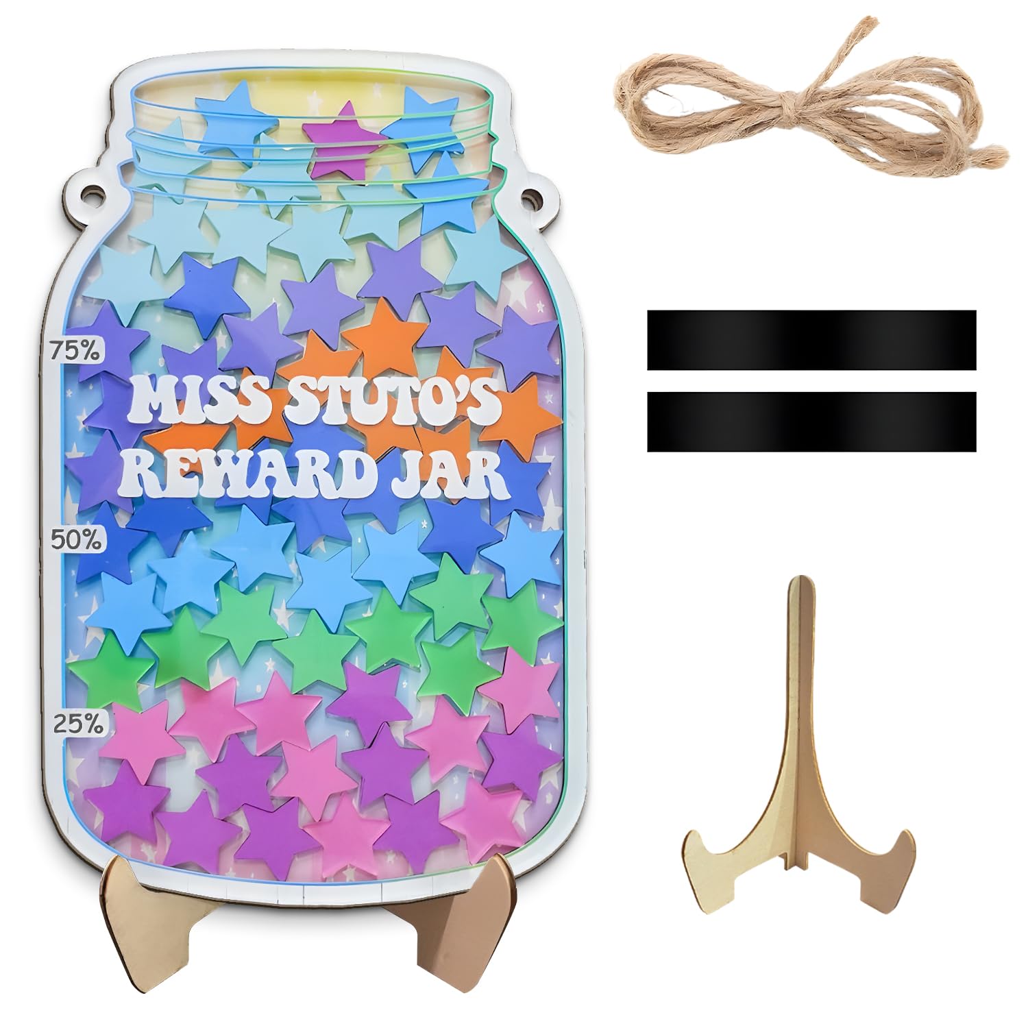 Magnetic Star Jar Reward System - Wooden Behavior Chart For Kids Potty ...