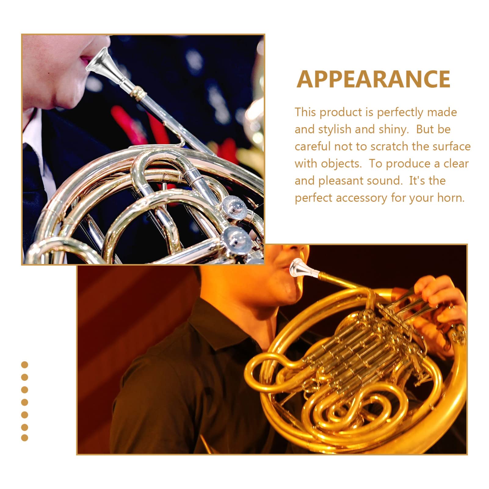 Levemolo French Horn Present Replacement Metal Mouthpiece Silver Smooth Finish Durable for Beginners