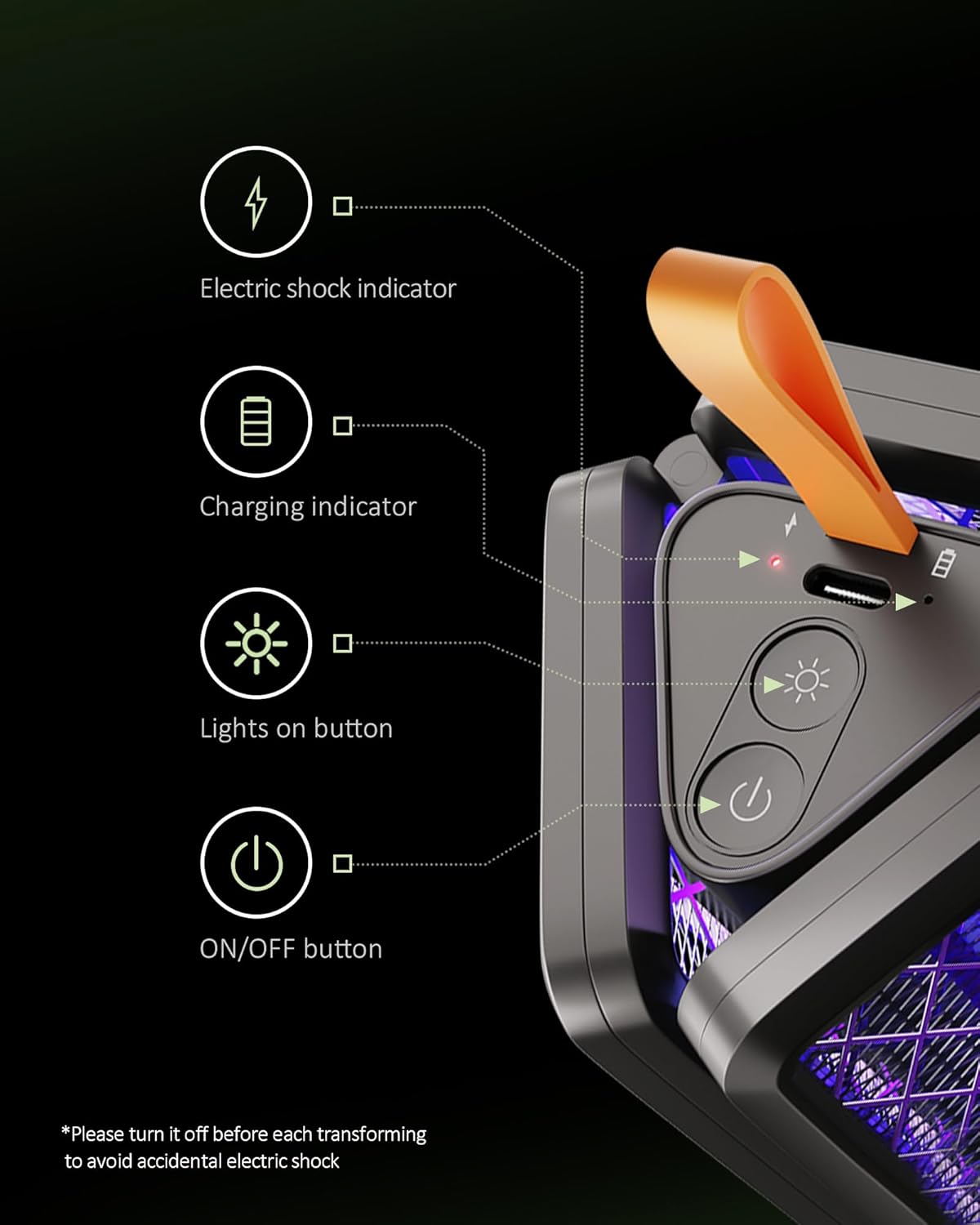 3-in-1 Transformable Bug Zapper with 18 Violet Bug Light Beads, Electric Fly Swatter 5-Layer, Rechargeable Mosquito Zapper 3000mAh, Portable Fly Killer W/Storage Box for Camping Patio