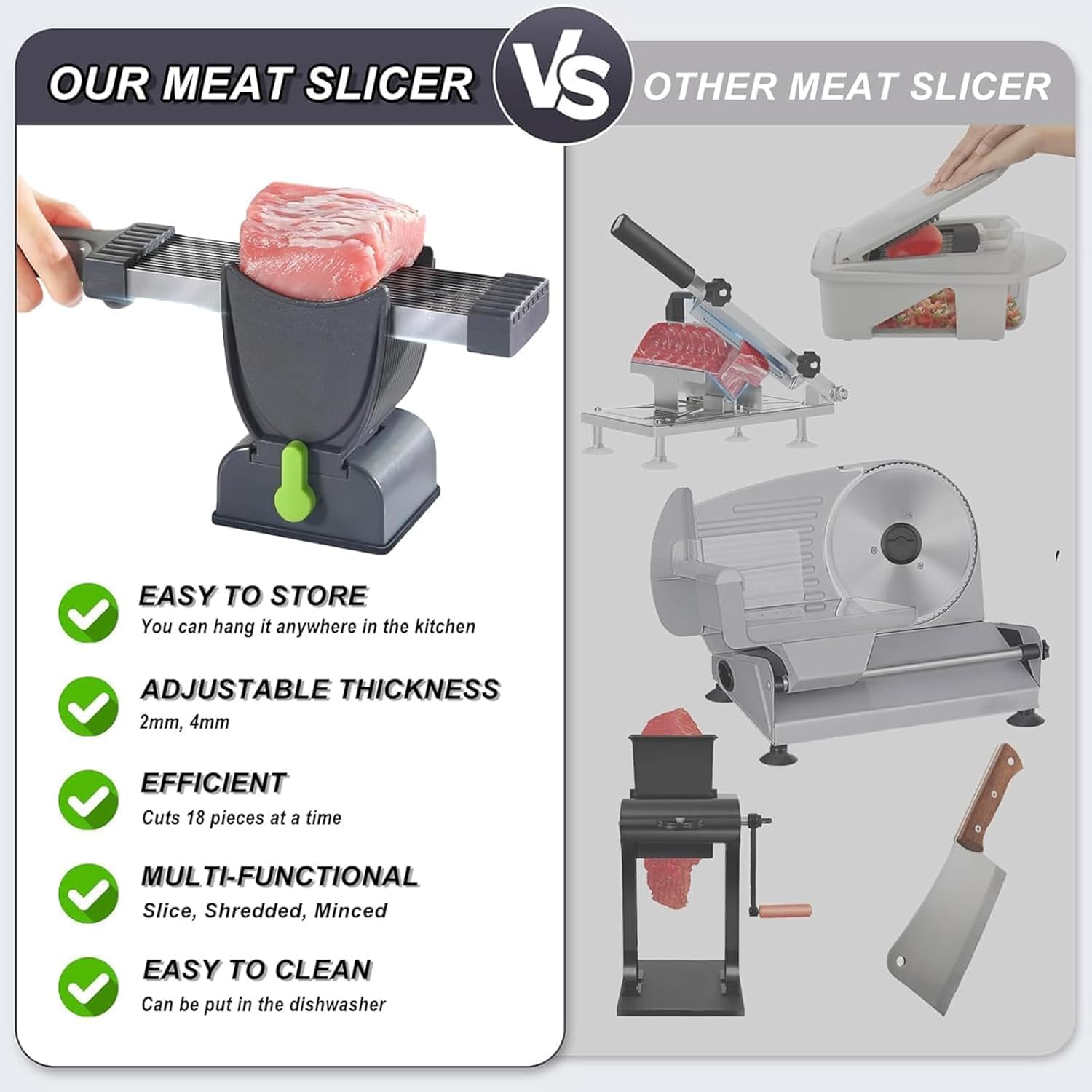 Affettatrice per carne, spessore regolabile con temperamatite, efficiente per affettare cibo in cucina domestica