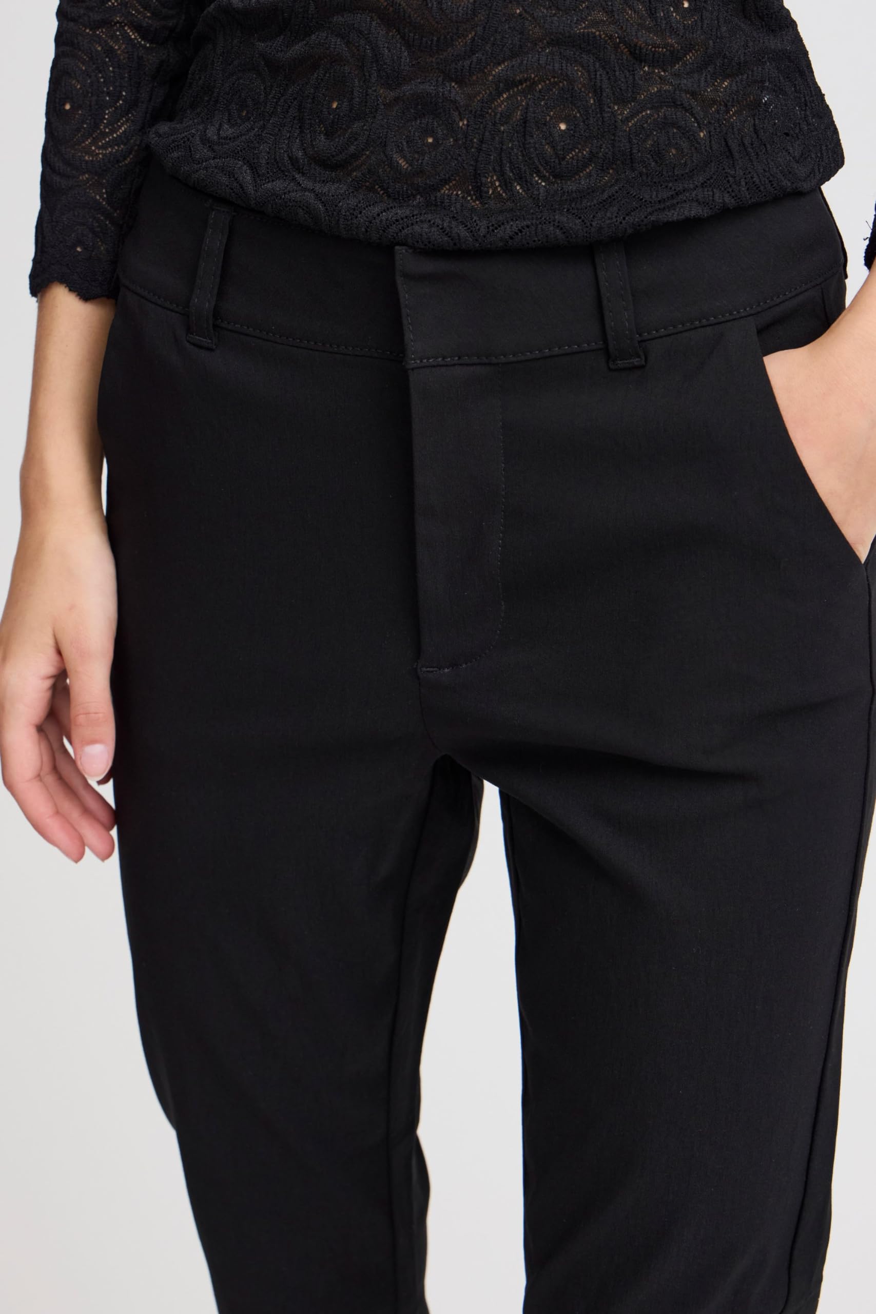 b.young BYDIXI Pantalon chino pour femme avec poches latérales, passants de ceinture, élastique, coupe ajustée