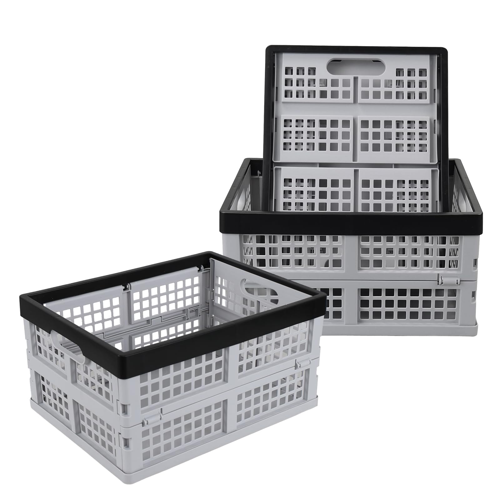 Plastic Collapsible Container, 16 Quart Milk Crates, 13.5" x 10.3" x 7.2", 3 Packs