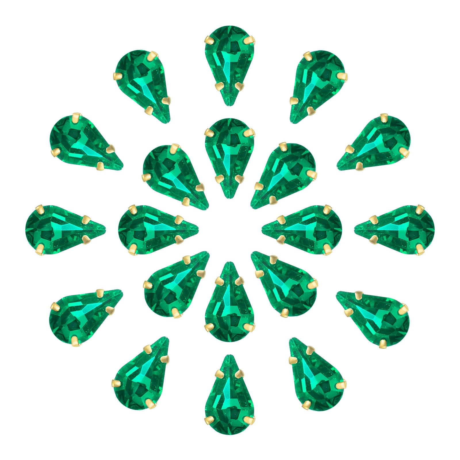 uxcell 20Pcs Teardrop Sew on Rhinestone - 13x8mm Flat Back Glass Teardrop Crystal Rhinestones in Gold Prong Setting for Crafting, DIY Jewelry, Clothes