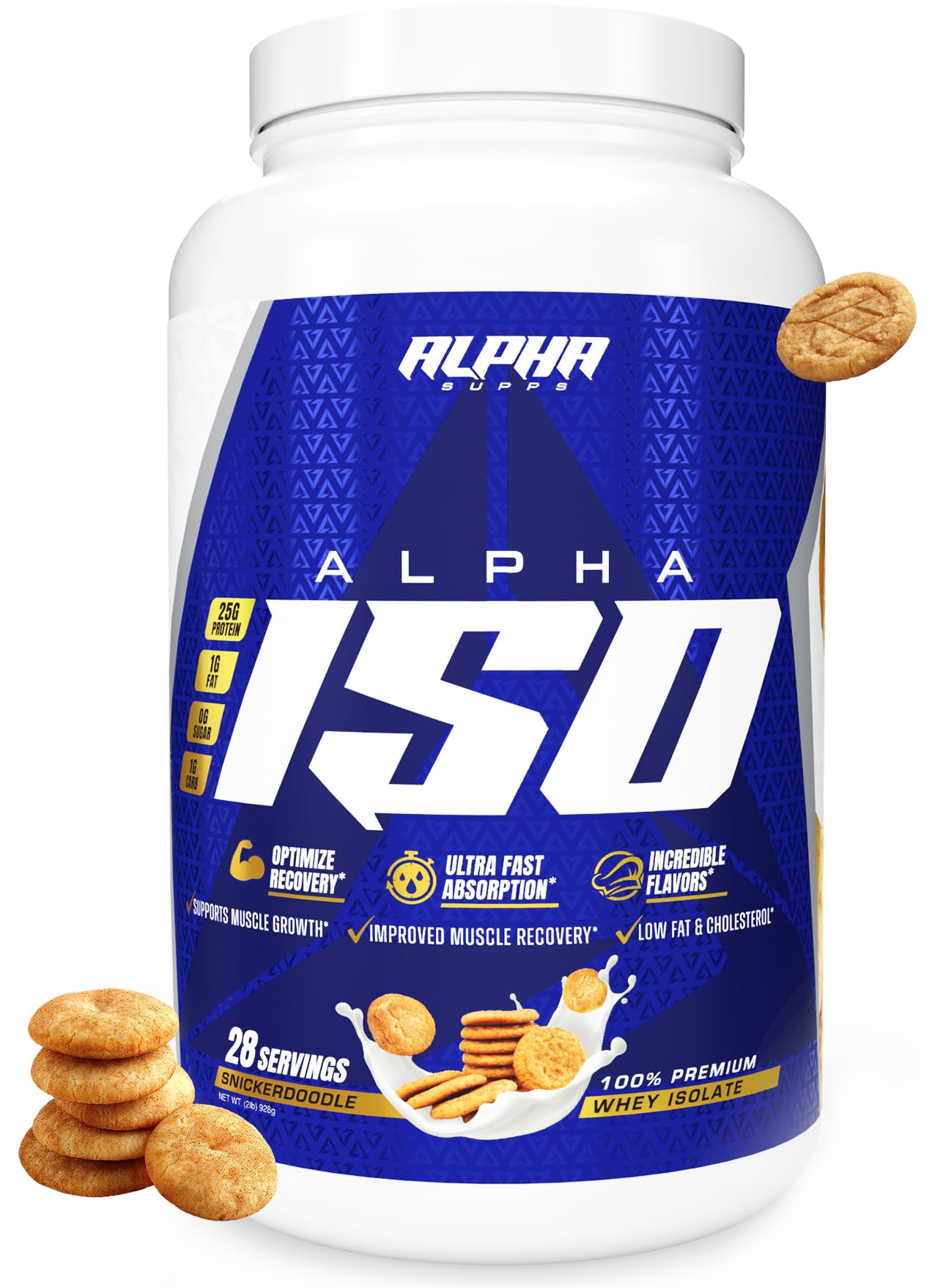 Alpha Supps ISO, Low Carb 100% Whey Protein Isolate Powder, 25 Grams Per Serving, Helps Support Muscle Growth, Low Sugar and Gluten Free (Snicker