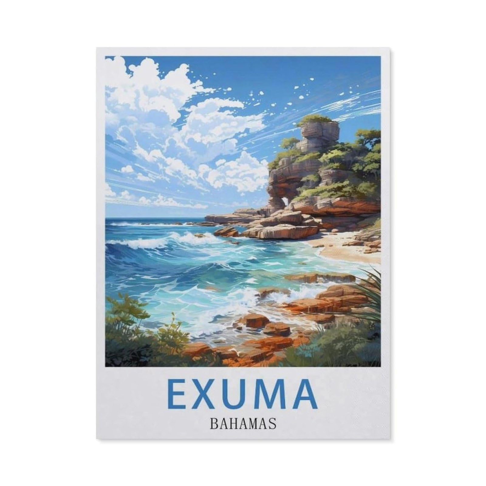 Vintage Metal Tin Sign，Exuma Bahamas(30x40cm）
