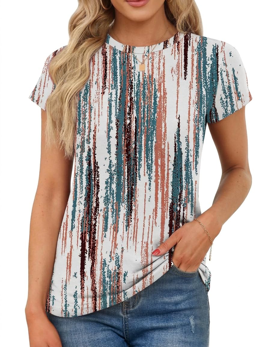 Chicrise T Shirt Damen Sommer Rundhals Flügelärmeln Bluse Kurzarm Elegant Leicht Und Luftig Top Basic Outfit