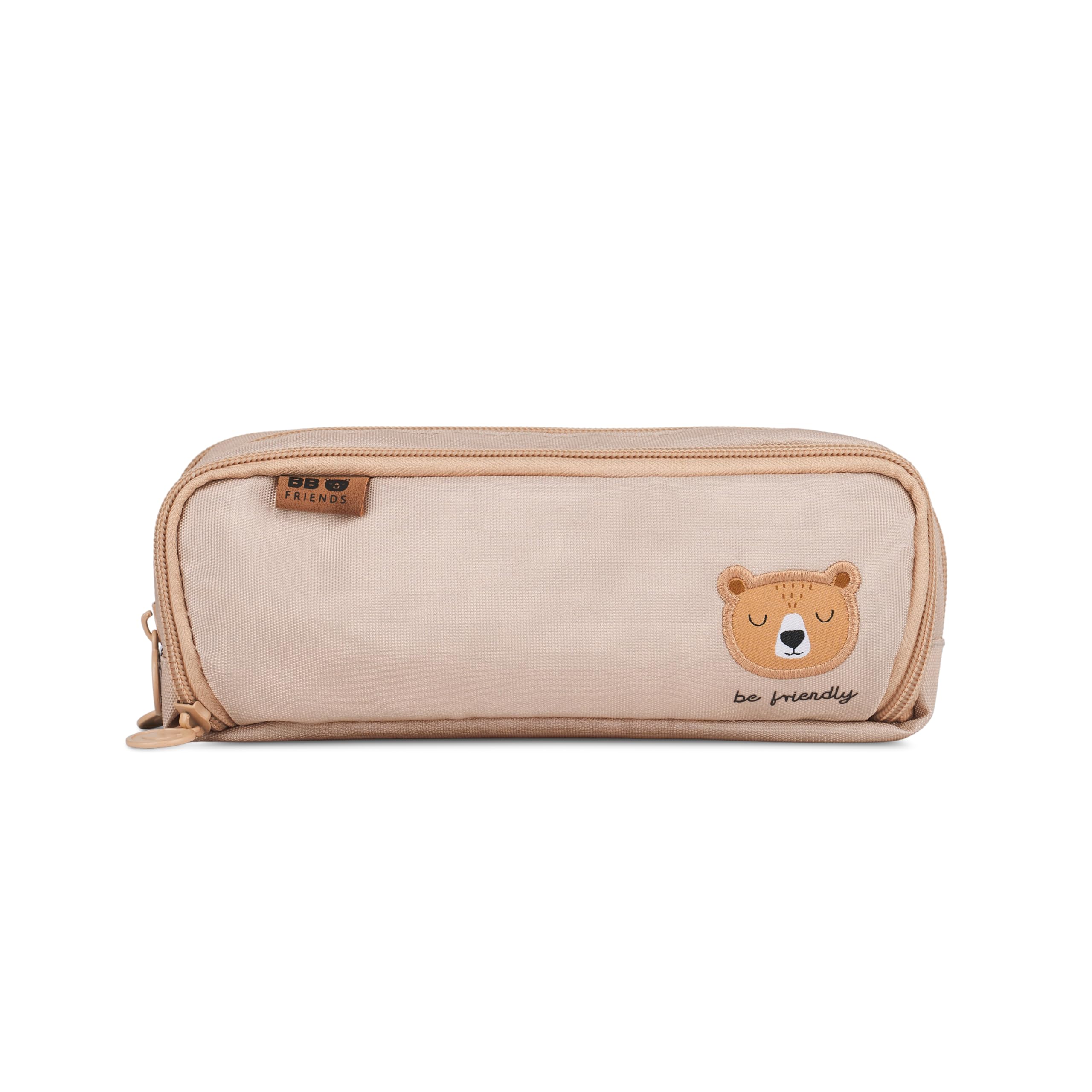 Bebe Friends 3-Compartment Pencil Case, Large Capacity School Pouch Organizer for Kids, Bear Design