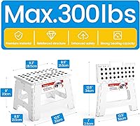 Vista 4 de ACSTEP Taburete Escalón Plegable Portátil Plegable de Plástico Taburete Escalón de 9 Pulgadas Taburetes Escalón Plegables Antideslizantes Taburetes