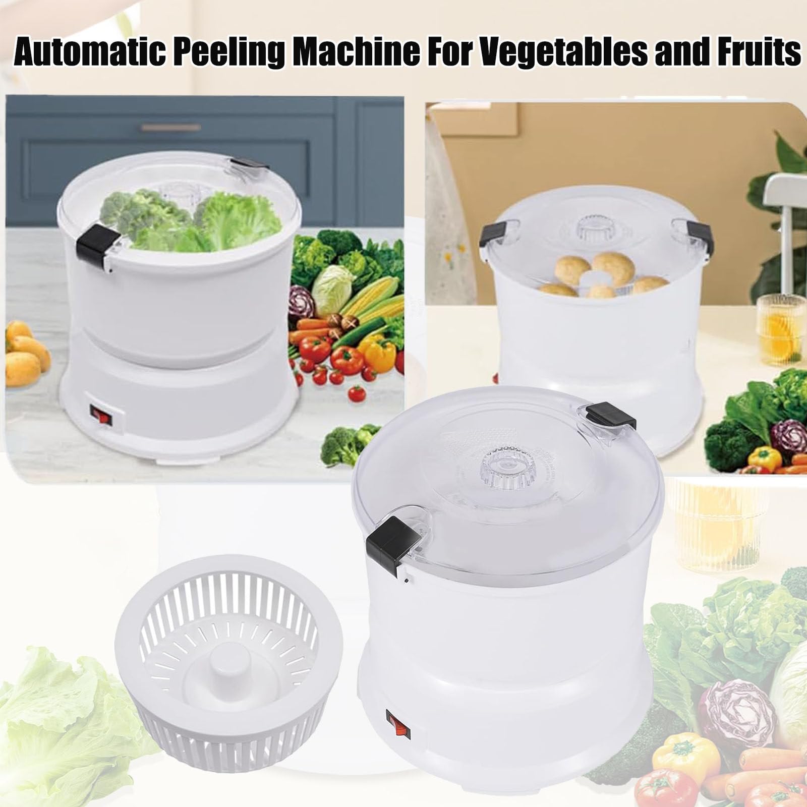 Pelador de Patatas eléctrico 2 en 1 de 85 W, pelador de Patatas eléctrico, pelador automático de Patatas, peladora Comercial de Frutas y Verduras
