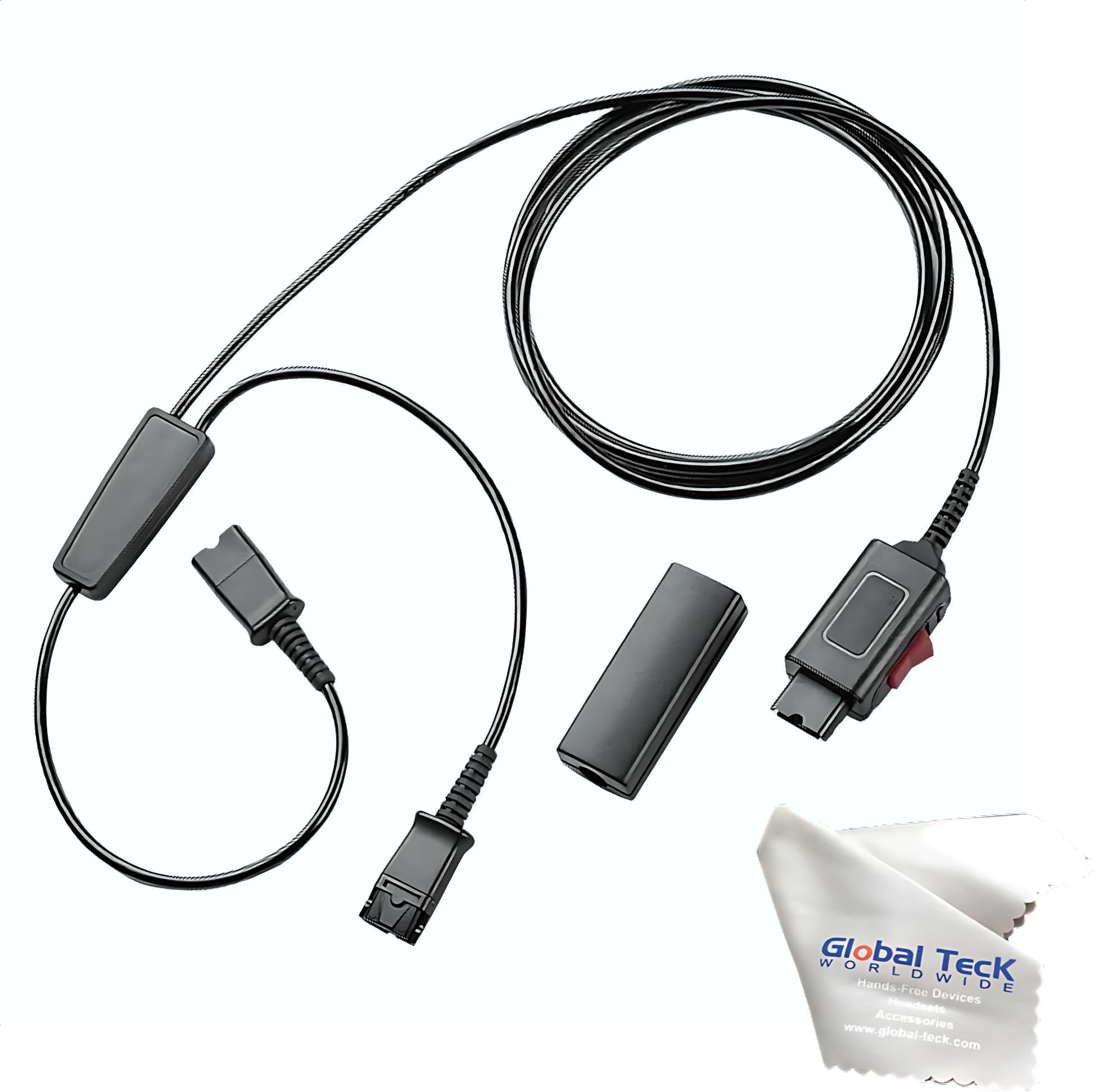 Global Teck Worldwide Training Splitter Cable Supervisor Y-Cord with Mute Button - Compatible with Plantronics HW Series headsets, Encore, EncorePro for Call Center Office Training