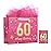 Powbrace 13 Pink 60th Birthday Gift Bag with Tissue Paper and Greeting Card for Party,Happy Birthday Gift Bag for Men Women,Gift Bags Medium size(1 Pink 60th)