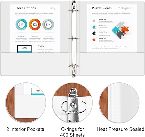 Vista 31 de Comix Carpeta de anillos redondos resistente de 3 pulgadas con cubierta transparente, capacidad para 600 hojas de papel tamaño carta de EE. UU.