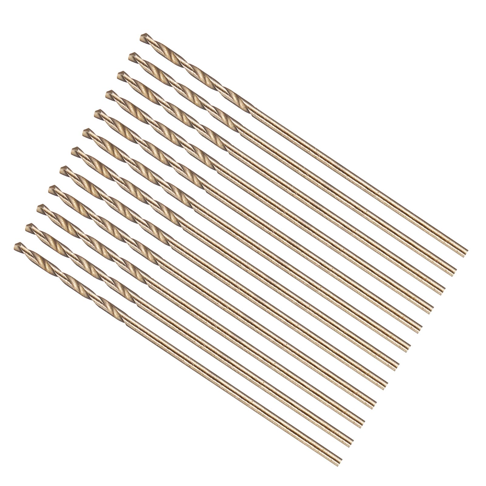METALLIXITY 0.8mm Drill Bit (1/32") 12Pcs, M2 High-Speed Steel Straight Shank Spiral Flute 135°Point Tip Gold Finish for Stainless Steel Iron Copper Aluminum Hard Metal