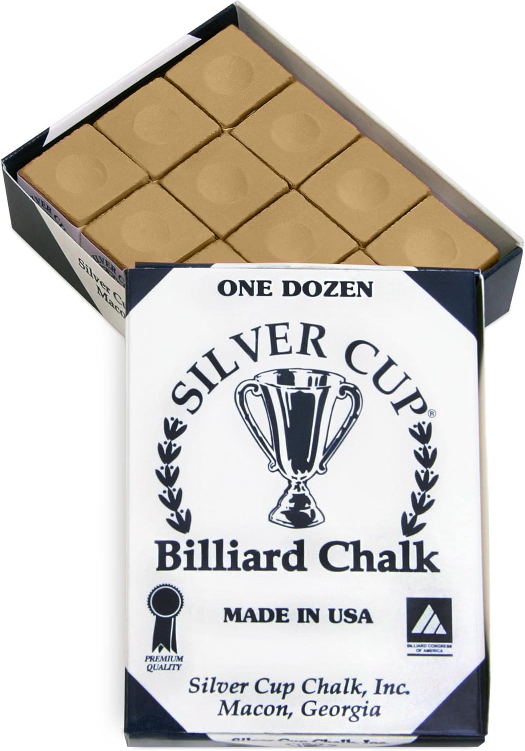 Silver Cup Billiard CHALK - ONE DOZEN