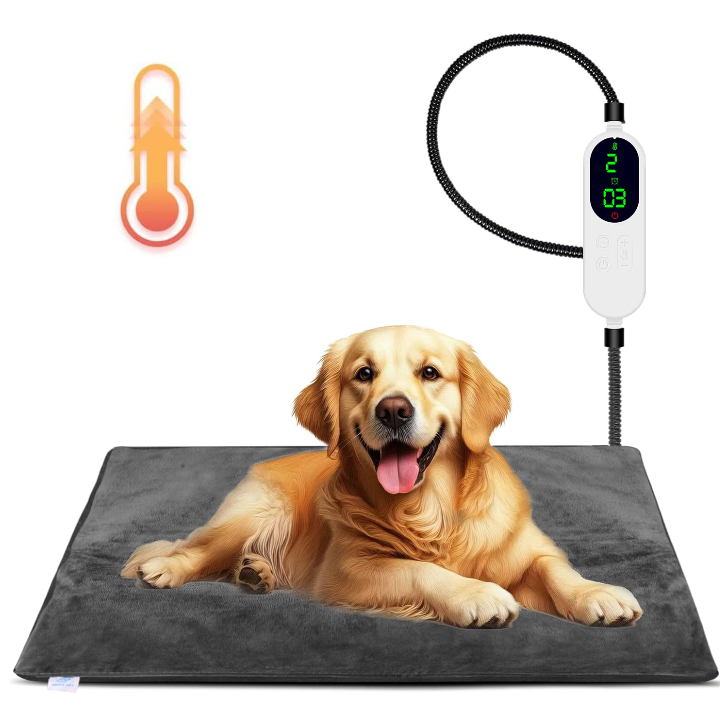 Pet Heating Pad for Dogs and Cats, 9 Adjustable Temperature Dog Heating Pad, Electric Heated Dog Bed, Heated Blanket for Dogs with Chew Resistant Cord