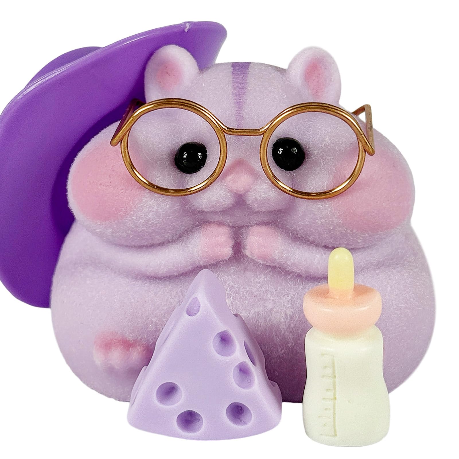 Handmade Taba Squishy Hamster Toy, Cute Squishy Hamster Fidget Toy, Realistic Soft Silicone Mochi Furry Toy, Stress Relief Gift for Adults & Kids, Sensory Anxiety Plushie (Purple)