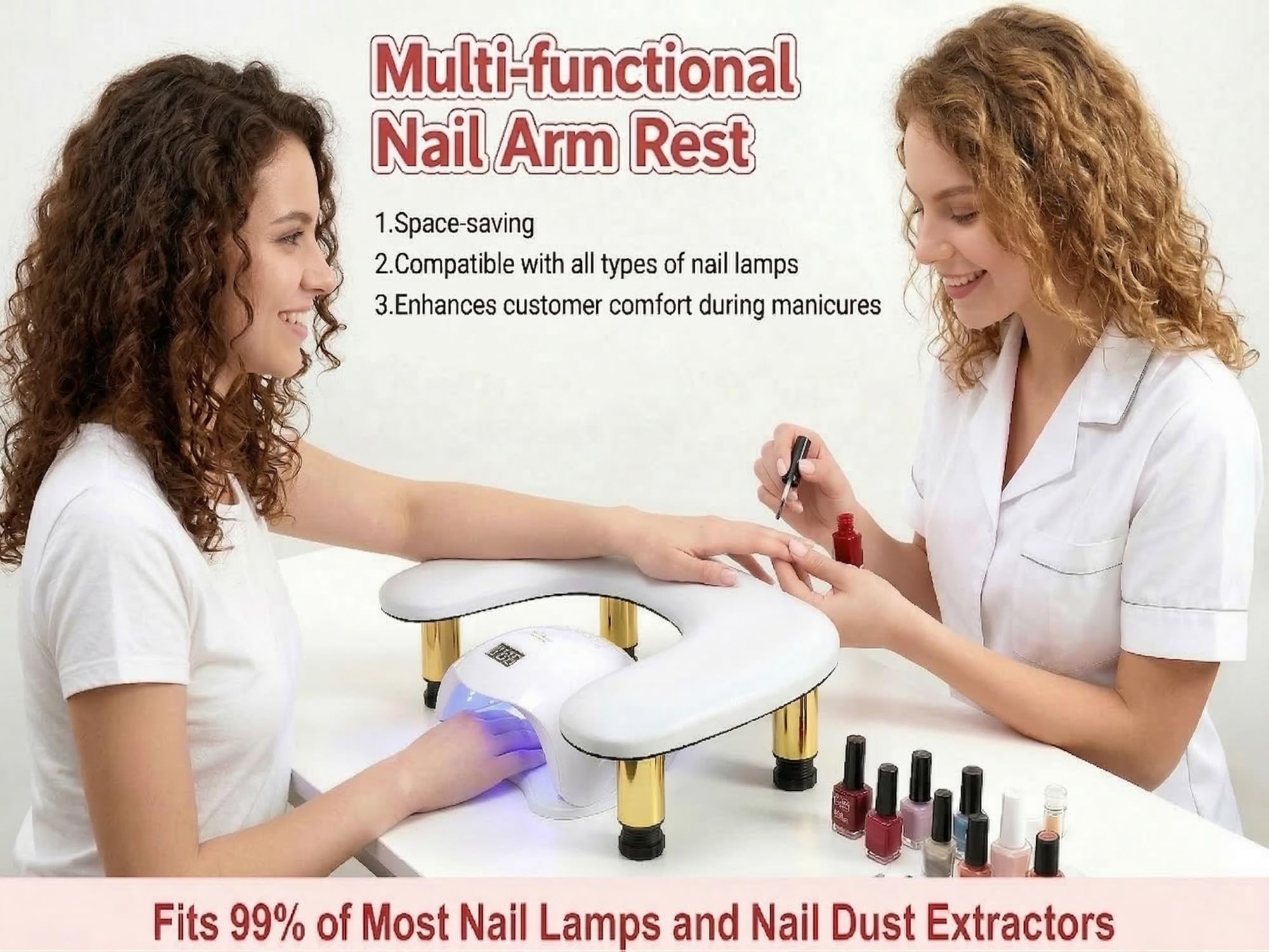 U-Förmig Handauflage Nagelstudio: Golden Strahlender Runder Ständer Wrist Rest - 45°Schräge Unterstützung Handablage Nägel - Weicher und Elastischer Schwamm Handgelenkauflage für Handablage