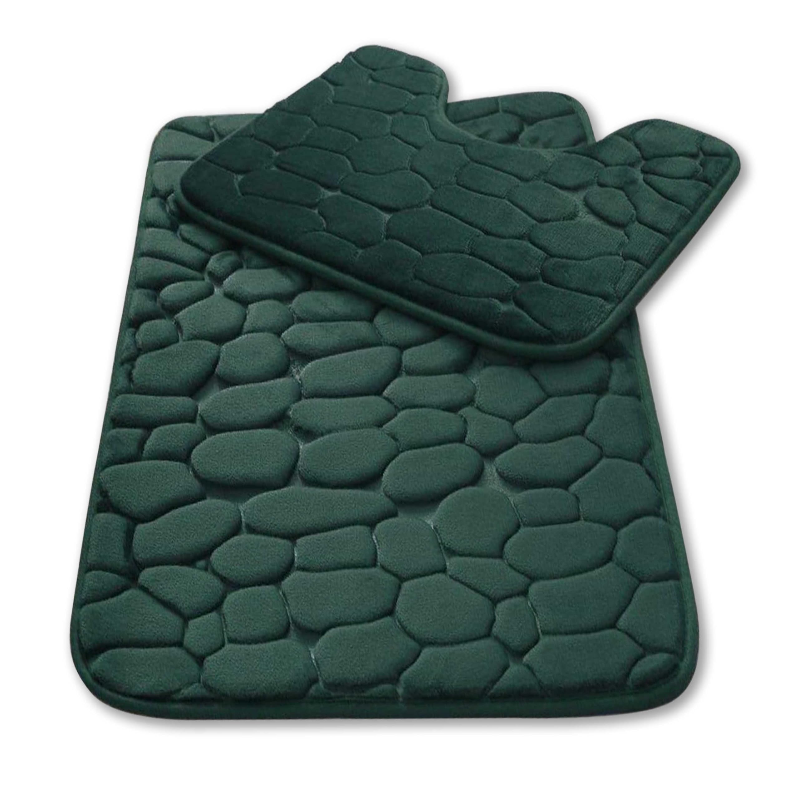 GC GAVENO CAVAILIA 2 Pieces Memory Foam Bath & Pedestal Mat Set, Green