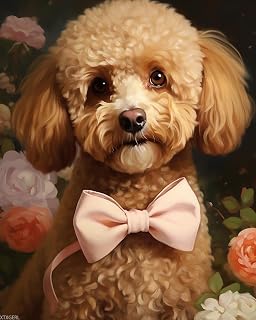 XTXGERL Paint by Number for Adults, Poodle's Delicate Bow-tie Silhouette, DIY Paintings Acrylic Paint Canvas Bedroom Decor Man Painting Kits Art 16x20 Inch (Frameless)