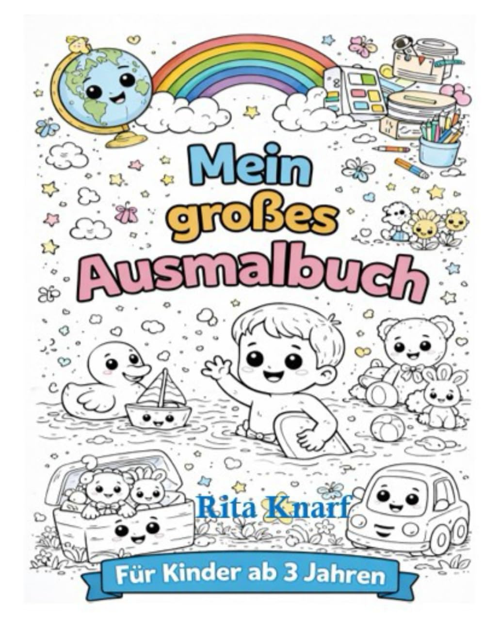 Mein Großes Ausmalbuch ab 3 Jahre: 45 Einzelseiten um Farbdurchdruck zu vermeiden
