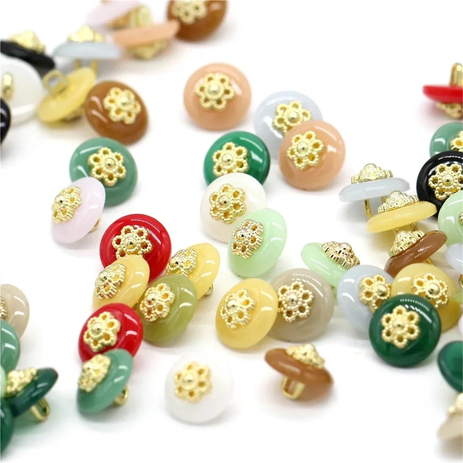 bottoni, Confezione Da 12 Bottoni In Resina Multicolore, 11 Mm(Grass Green)