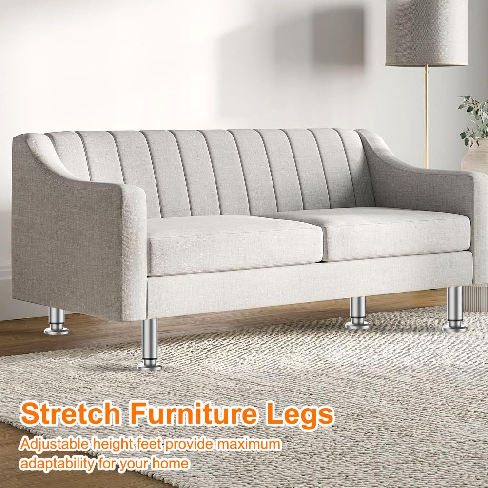 Patas Ajustables para Muebles, 18 – 30 cm, 4 Unidades, Color Gris, Altura Regulable, Patas de Metal, Patas Regulables para Muebles de baño, Patas de Armario, Patas de Mesa, Cómodas, Patas de Cama