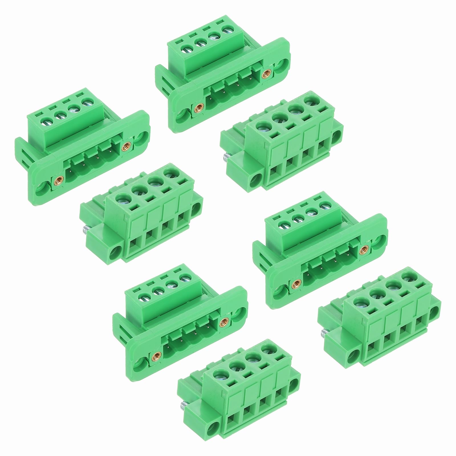 sourcing map 4Set 4-Pin 5.08mm Pitch Pluggable Screw Terminal Block Connectors, PA66 300V 10A Through-Wall PCB Terminal with Panel Solderless Wiring Connectors 26-10AWG for Electronic โ image 1