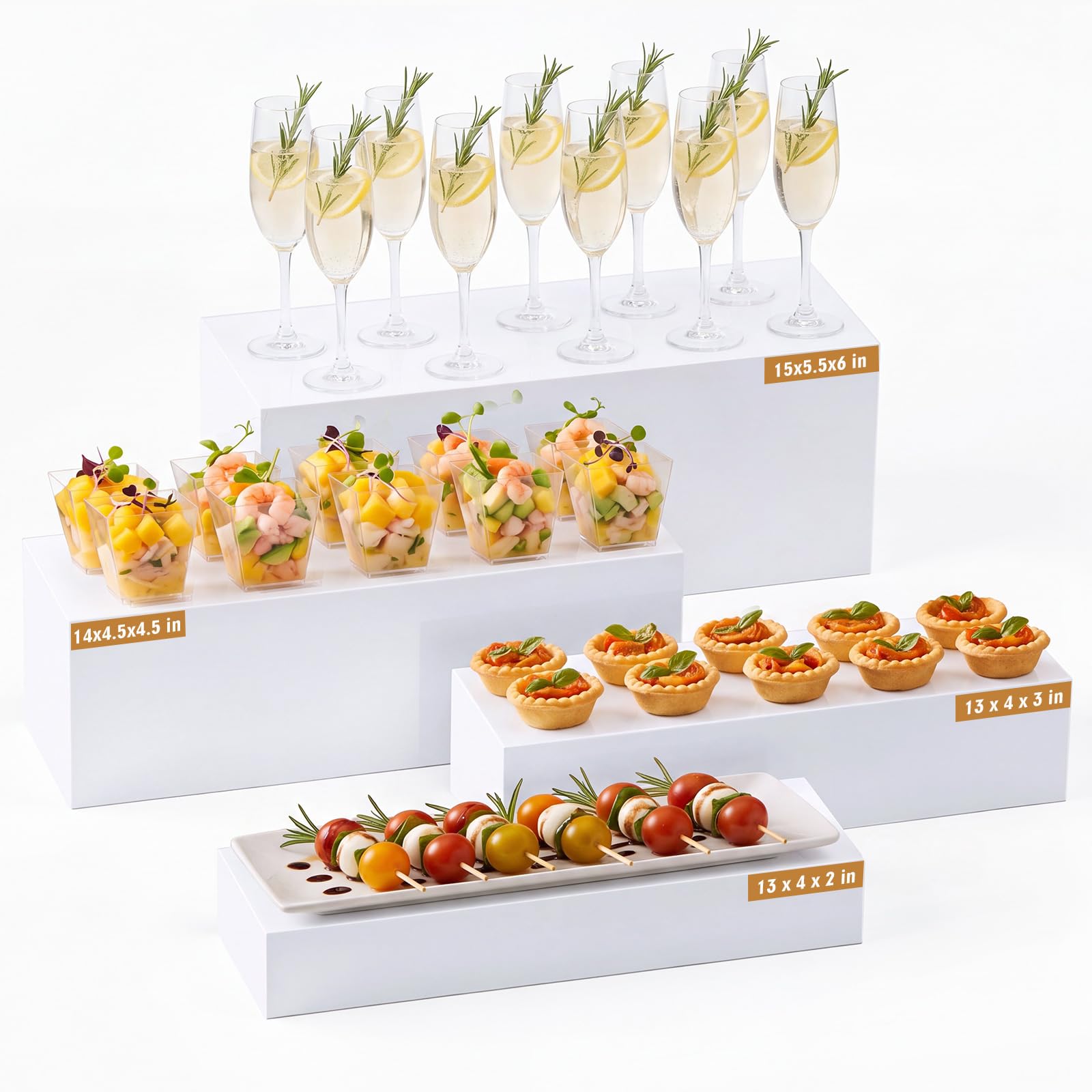 Leinuosen 4 Pcs Extra Large Buffet Risers , White, 13''13''14''15''